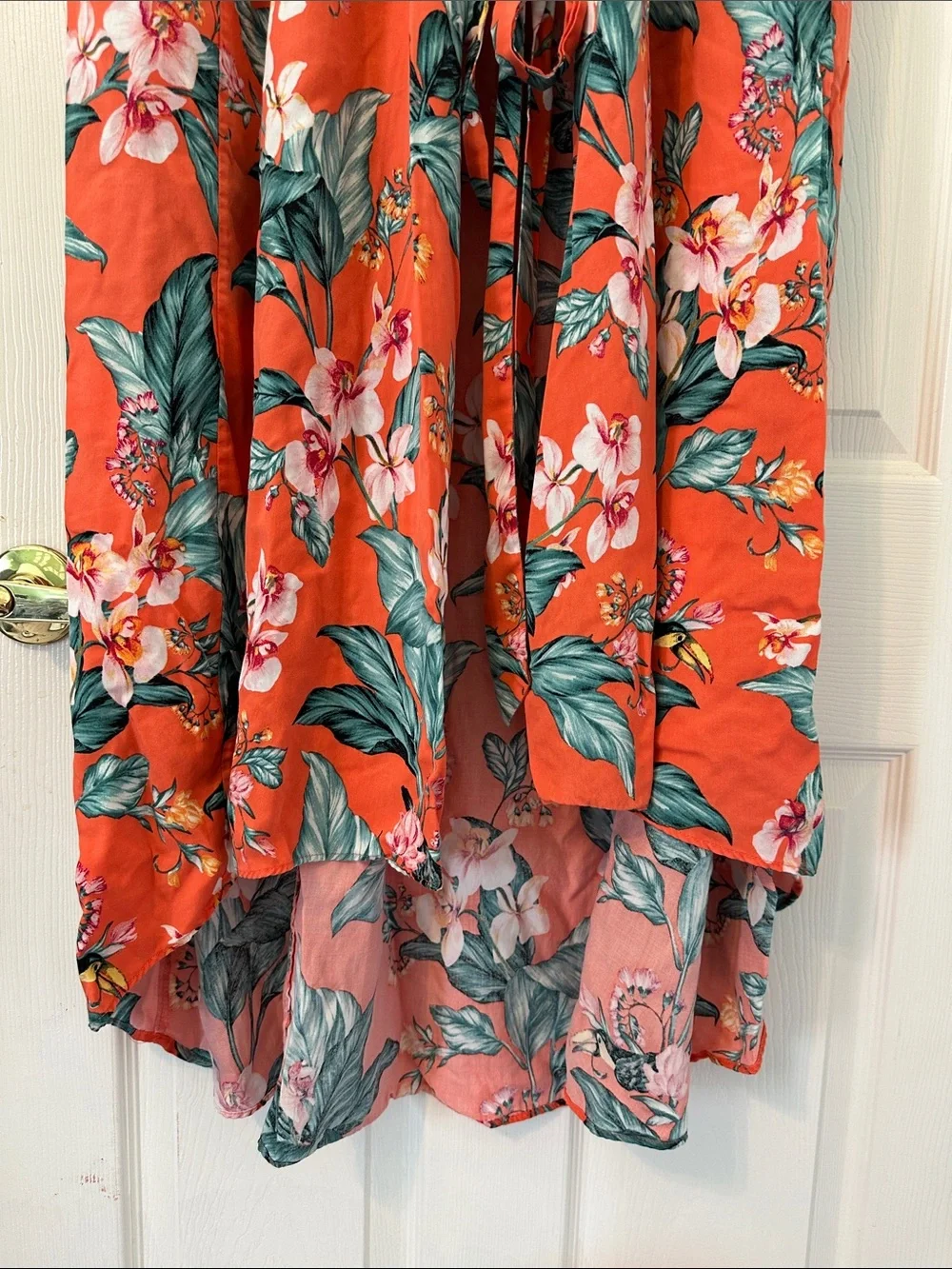 Charter Club Coral Teal Floral Tie Front Maxi Beach Cover Up 1X